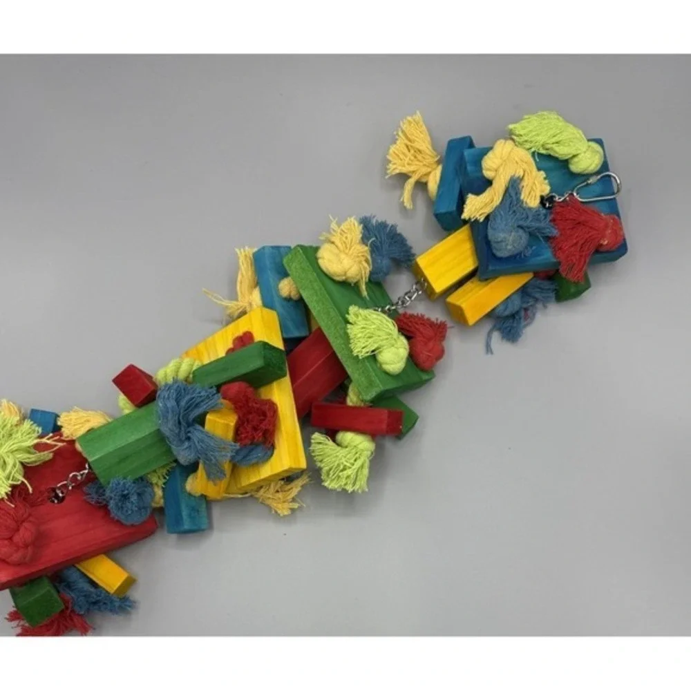 Featherland Paradise Knots N Blocks Hanging Colorful Toy For‎ Parrots NWOB